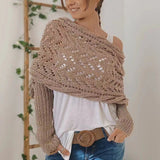 Knit Shawl Wrap – Cropped Cable Sleeve Scarf for Winter