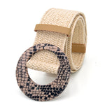 Boho Woven Waist Belt – Wide Linen-Inspired Belt with Round Buckle