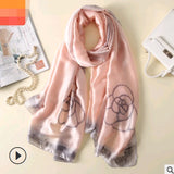 Floral Printed Silk-Look Scarf – Elegant Lightweight Shawl for All Seasons