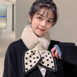 Bow-Knot Faux Rabbit Fur Scarf – Soft & Warm Winter Neck Wrap