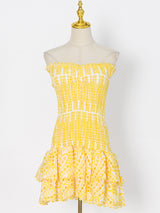 Y2K Tube Top Pleated Dress – Summer Beach Party A-line Mini Dress