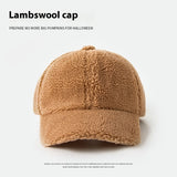 Women’s Plush Lamb Wool Baseball Cap – Winter Warm Peak Hat