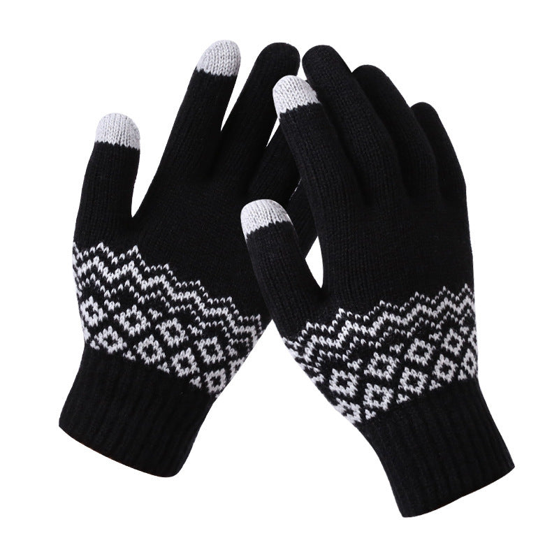 Women’s Knitted Jacquard Gloves – Warm Touch Screen Winter Design