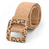 Boho Woven Waist Belt – Wide Linen-Inspired Belt with Round Buckle
