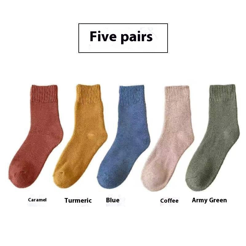 Women’s Winter Mid-Calf Socks – Thick Warm 5-Pair Set