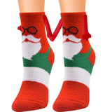 Magnetic Christmas Couple Socks – Coral Fleece Warm Slipper Tube