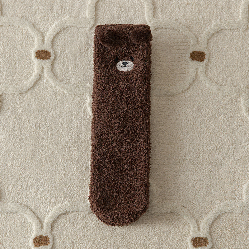 Women’s Coral Fleece Bear Socks – Cozy Winter Style