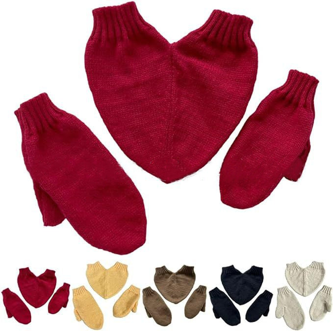 Love Knit Winter Mittens – Solid Color Warm Casual Gloves