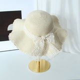 Women’s Lace Bow Straw Sun Hat – Wide Brim Summer Beach Hat