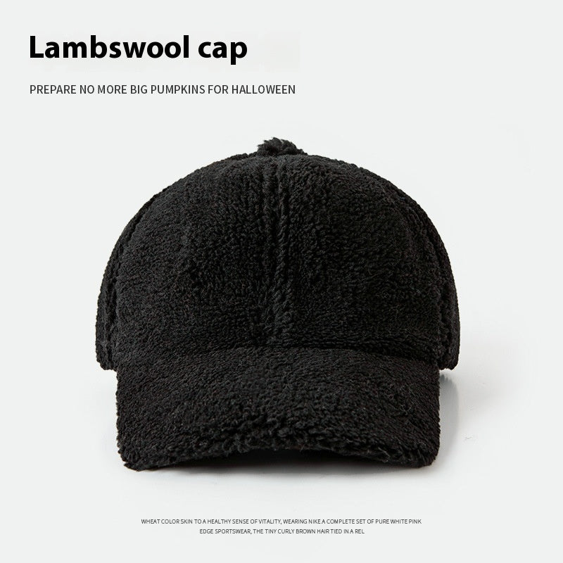 Women’s Plush Lamb Wool Baseball Cap – Winter Warm Peak Hat