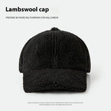 Women’s Plush Lamb Wool Baseball Cap – Winter Warm Peak Hat
