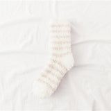 Sleeping Socks Home Women’s Coral Fleece Striped Mid-Calf Length Comfortable Socks