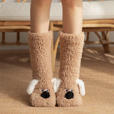 Women’s Plush Dog Floor Socks – Cute Non-Slip Winter Warm Design