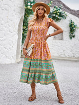 Women’s Summer Bohemian Floral Print V-Neck Dress – Casual Sleeveless Beach Dress