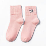 Cartoon Embroidery Cotton Crew Socks – Women’s Casual