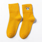 Cartoon Embroidery Cotton Crew Socks – Women’s Casual