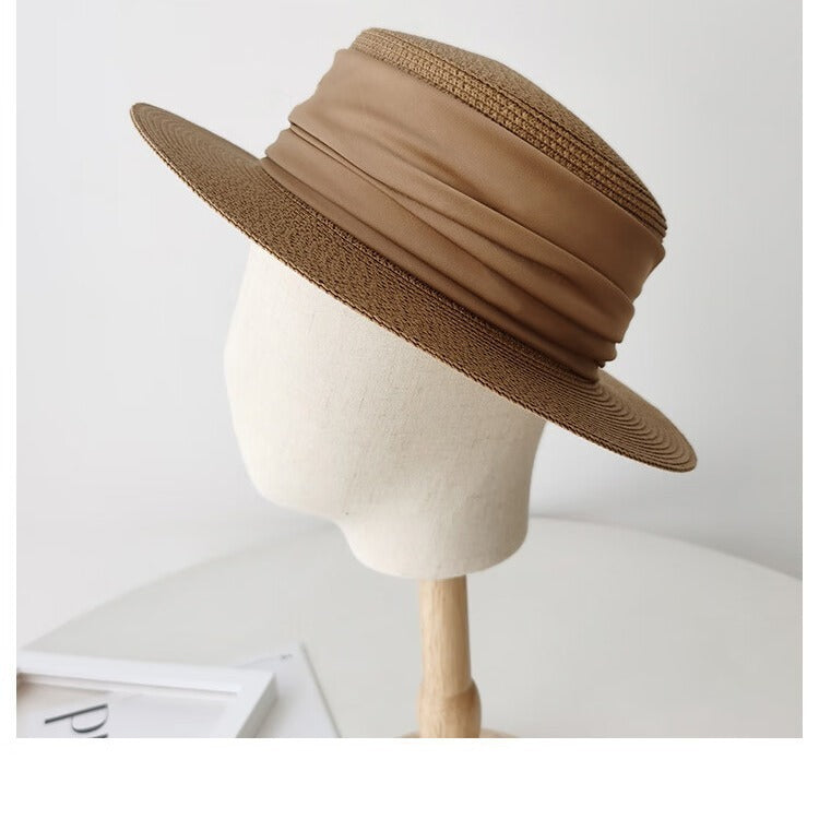 Flat Top Straw Sun Hat – French Handwoven Beach Vacation Hat