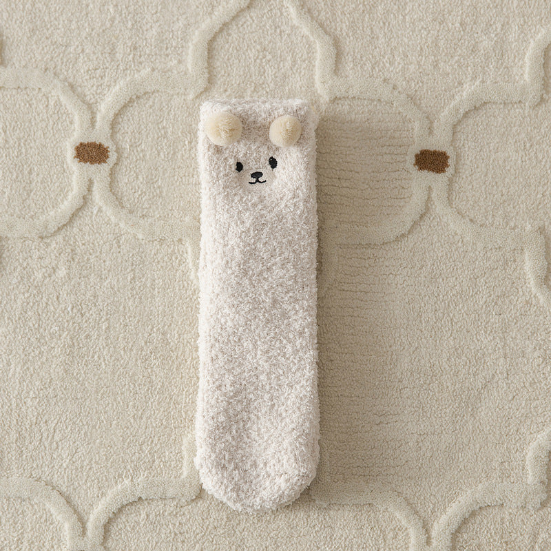 Women’s Coral Fleece Bear Socks – Cozy Winter Style