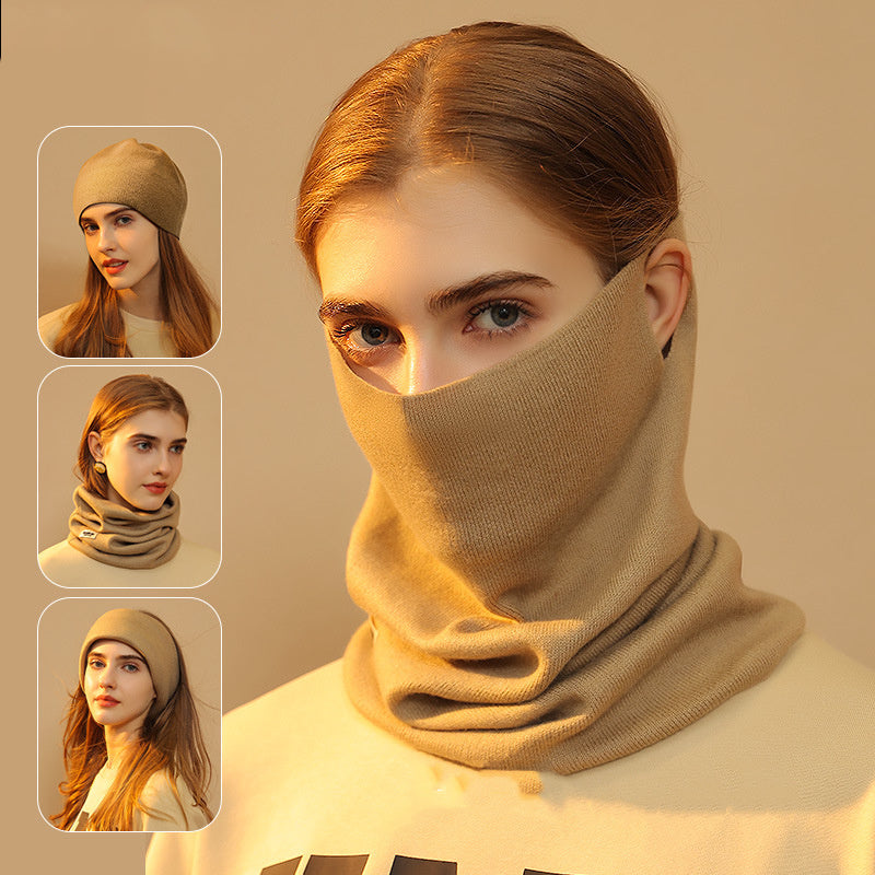 4-in-1 Knit Scarf Mask – Faux Cashmere Winter Face Wrap