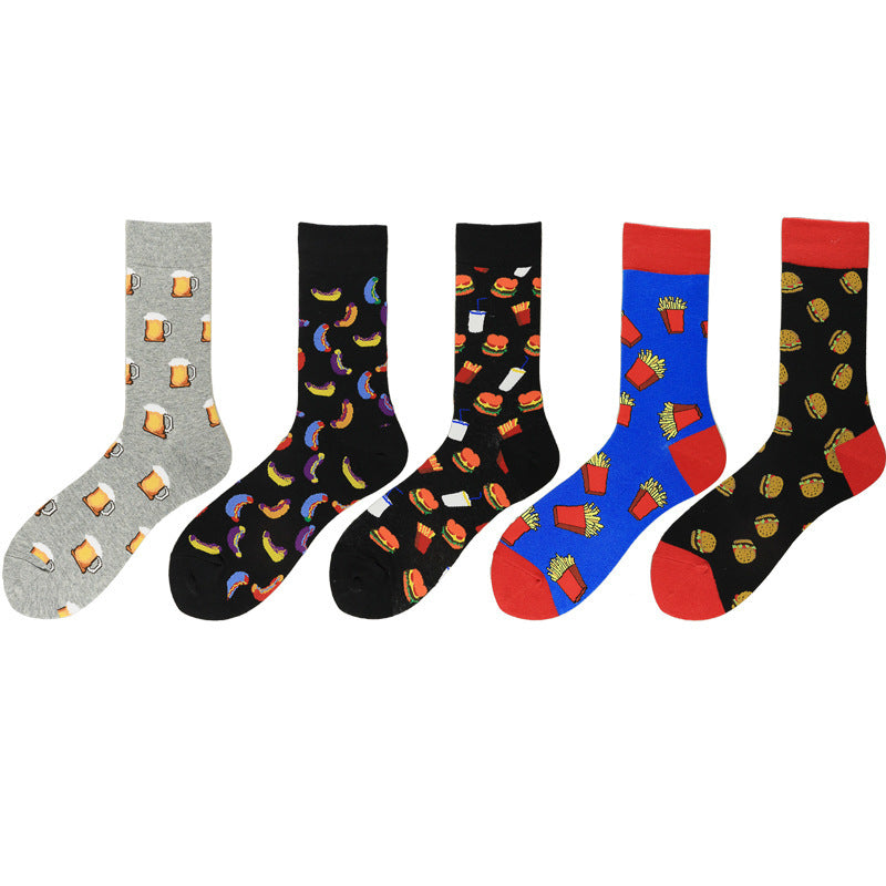 Creative Food Print Cotton Crew Socks – Unisex Fun Style