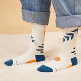 Colorful Nature-Inspired Crew Socks – Lakeside & Yellow Leaf