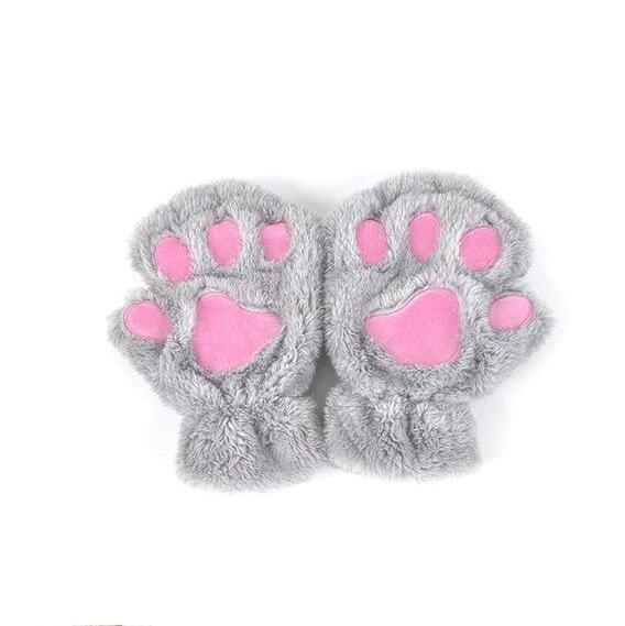Winter Cute Cat Paw Gloves – Half Cover Short Finger Mittens