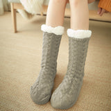Winter Knitted Plush Floor Socks – Non-Slip Indoor Warm Socks for Men & Women