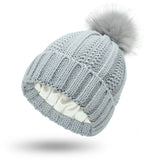 Women’s Satin-Lined Knit Beanie – Winter Pom Pom Hat