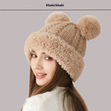 Children’s Double Fur Ball Knitted Hat – Cute Winter Warm Beanie