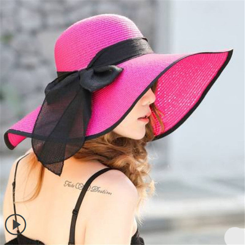 Women’s Floppy Bow Sun Hat – Wide Brim Foldable Summer Hat