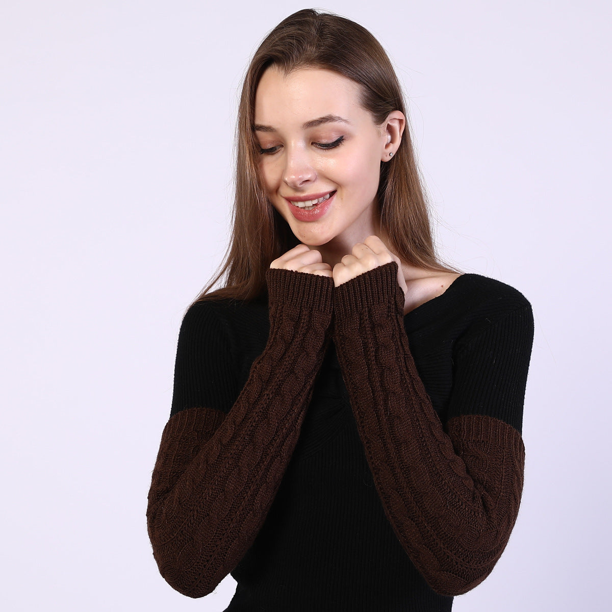 Twist Knit Arm Warmers – Fingerless Winter Sleeve Covers