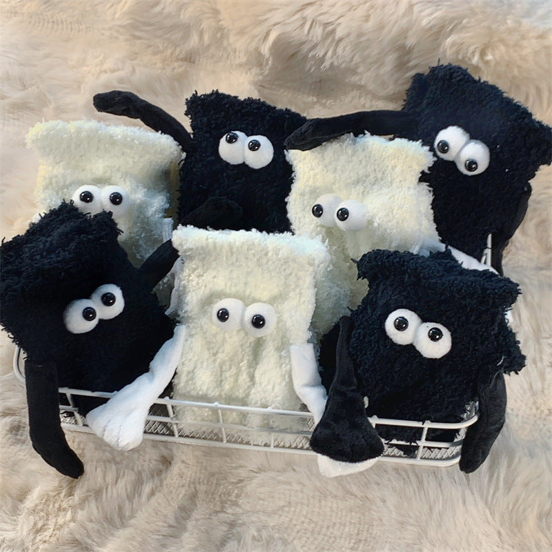 Women’s Coral Fleece Tube Socks – Cute Eye Design Autumn & Winter