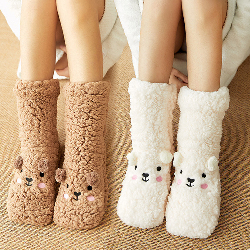 Women’s Coral Velvet Floor Socks – Cute Non-Slip Warm Winter Homewear