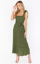 Women’s Summer Suspender Split Dress – Lace-up Design & Ruffled Hem