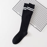 Women's Calf Cotton Socks – Striped Jacquard Breathable Cotton