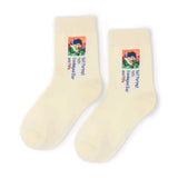 Retro Oil Painting Cotton Socks – Abstract Literary Mid-Tube Design