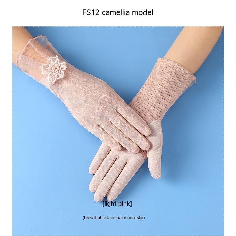 Lightweight Breathable Lace Sun Protection Gloves – Elegant Women’s UV Gloves