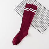 Women's Calf Cotton Socks – Striped Jacquard Breathable Cotton