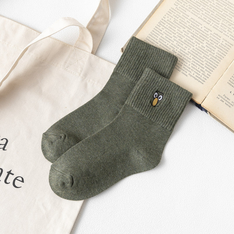 Women’s Embroidered Cotton Tube Socks – Thick Winter Style