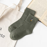 Women’s Embroidered Cotton Tube Socks – Thick Winter Style