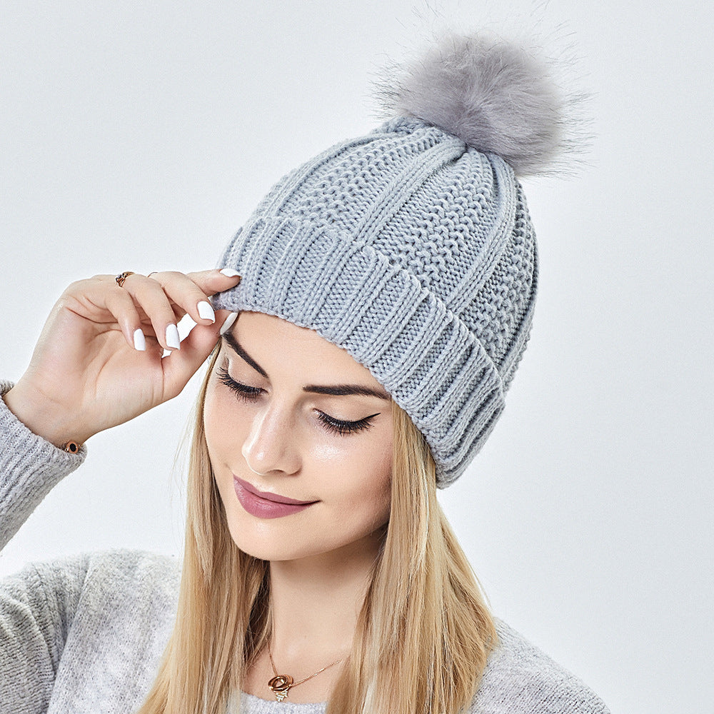 Women’s Satin-Lined Knit Beanie – Winter Pom Pom Hat