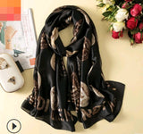 Floral Printed Silk-Look Scarf – Elegant Lightweight Shawl for All Seasons