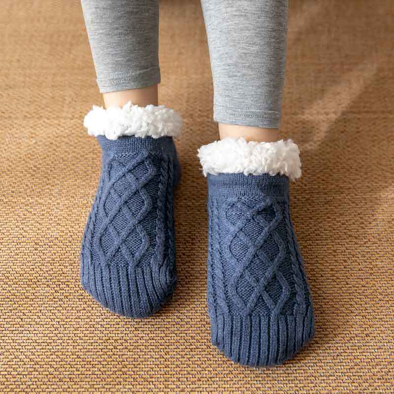 Winter Knitted Plush Floor Socks – Non-Slip Warm Home Carpet Socks