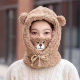 Bear Hooded Plush Scarf – 3-in-1 Winter Hat, Neck Warmer & Face Cover