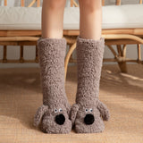 Women’s Plush Dog Floor Socks – Cute Non-Slip Winter Warm Design