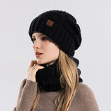 Women’s Knitted Hat & Scarf Set – Winter Warm Earmuff Beanie