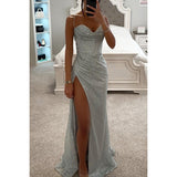 Sexy Split V-Neck Maxi Dress – Sleeveless Suspender Evening Party Dress