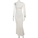 One-Shoulder Ribbon Maxi Dress – Slim Sleeveless Evening Party Dress