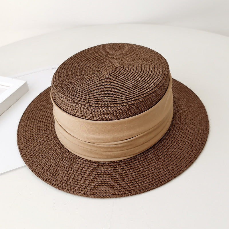 Flat Top Straw Sun Hat – French Handwoven Beach Vacation Hat