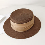 Flat Top Straw Sun Hat – French Handwoven Beach Vacation Hat